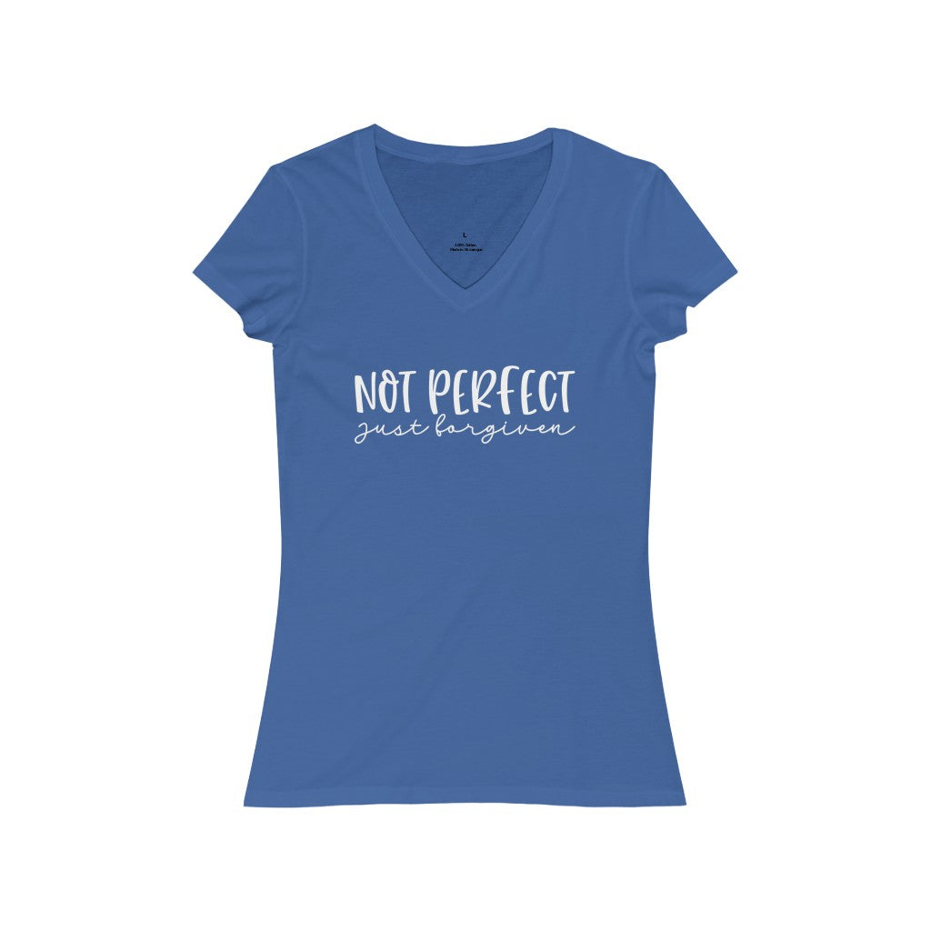 Not Perfect just forgiven Jersey Short Sleeve V-Neck Tee