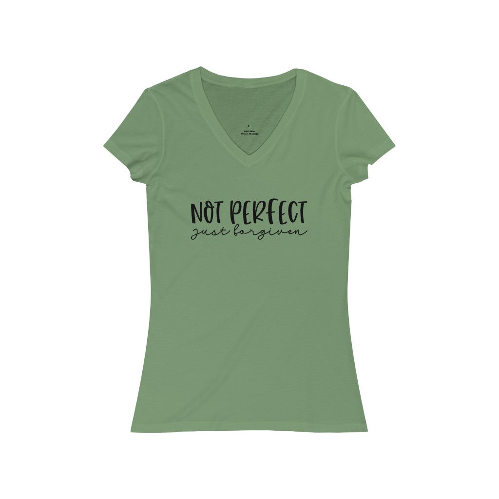 Not Perfect just forgiven Jersey Short Sleeve V-Neck Tee