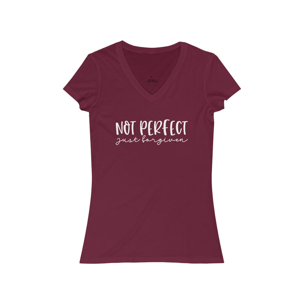 Not Perfect just forgiven Jersey Short Sleeve V-Neck Tee