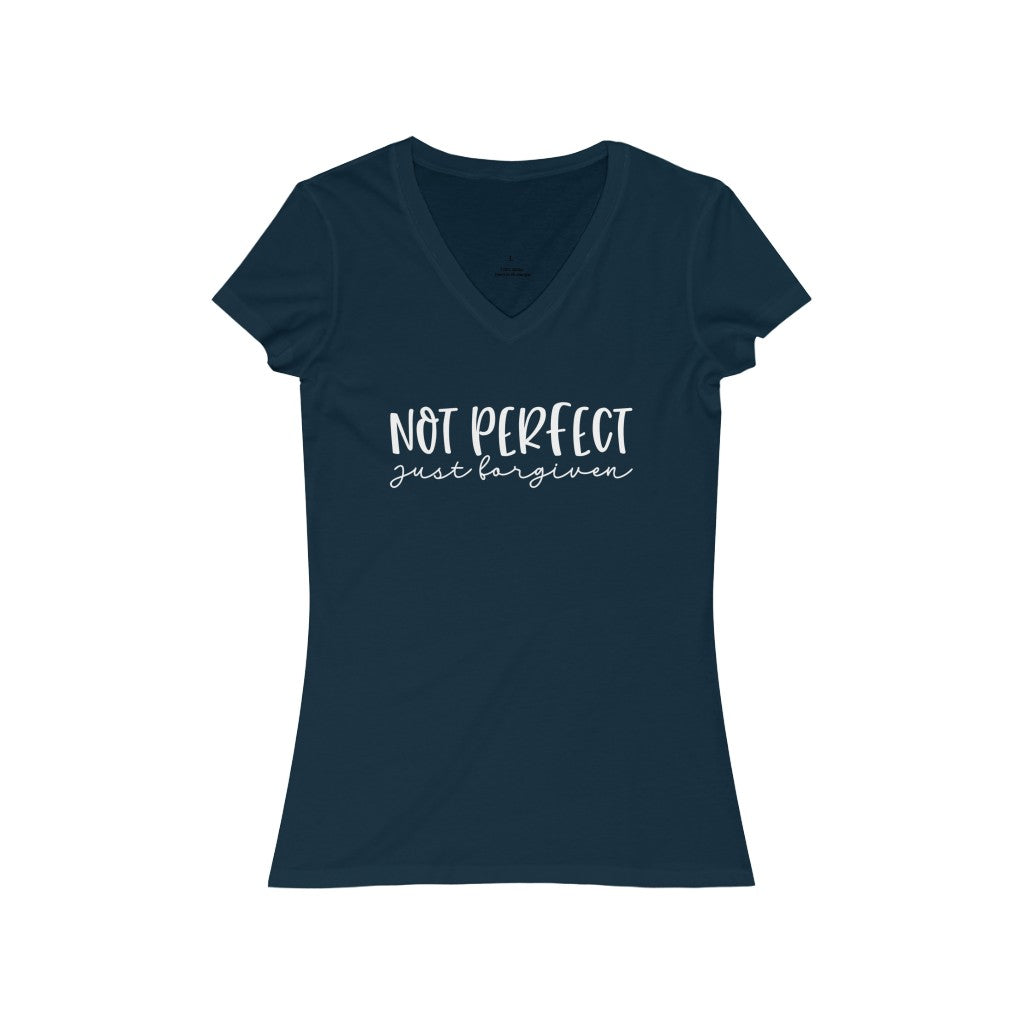 Not Perfect just forgiven Jersey Short Sleeve V-Neck Tee