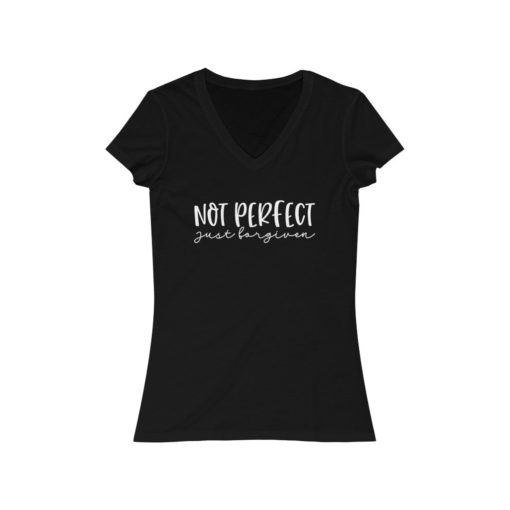 Not Perfect just forgiven Jersey Short Sleeve V-Neck Tee