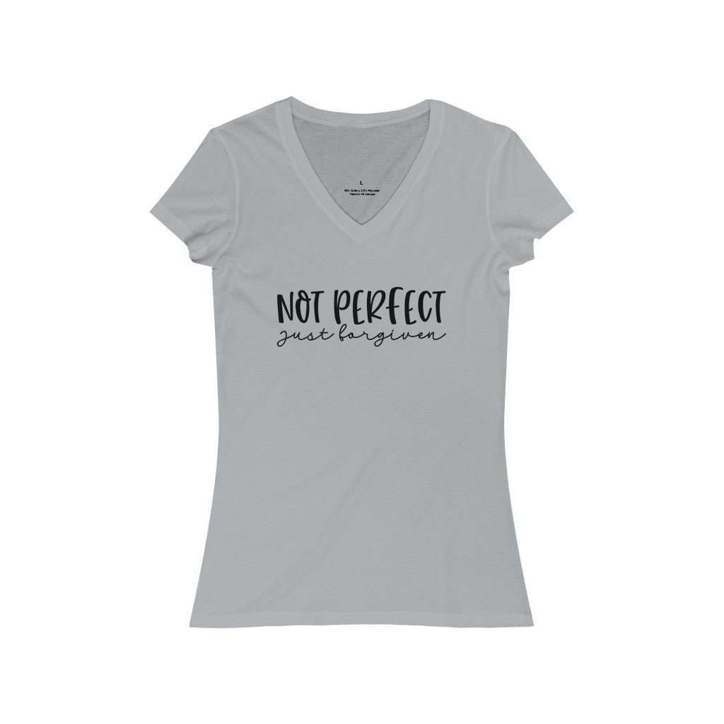 Not Perfect just forgiven Jersey Short Sleeve V-Neck Tee