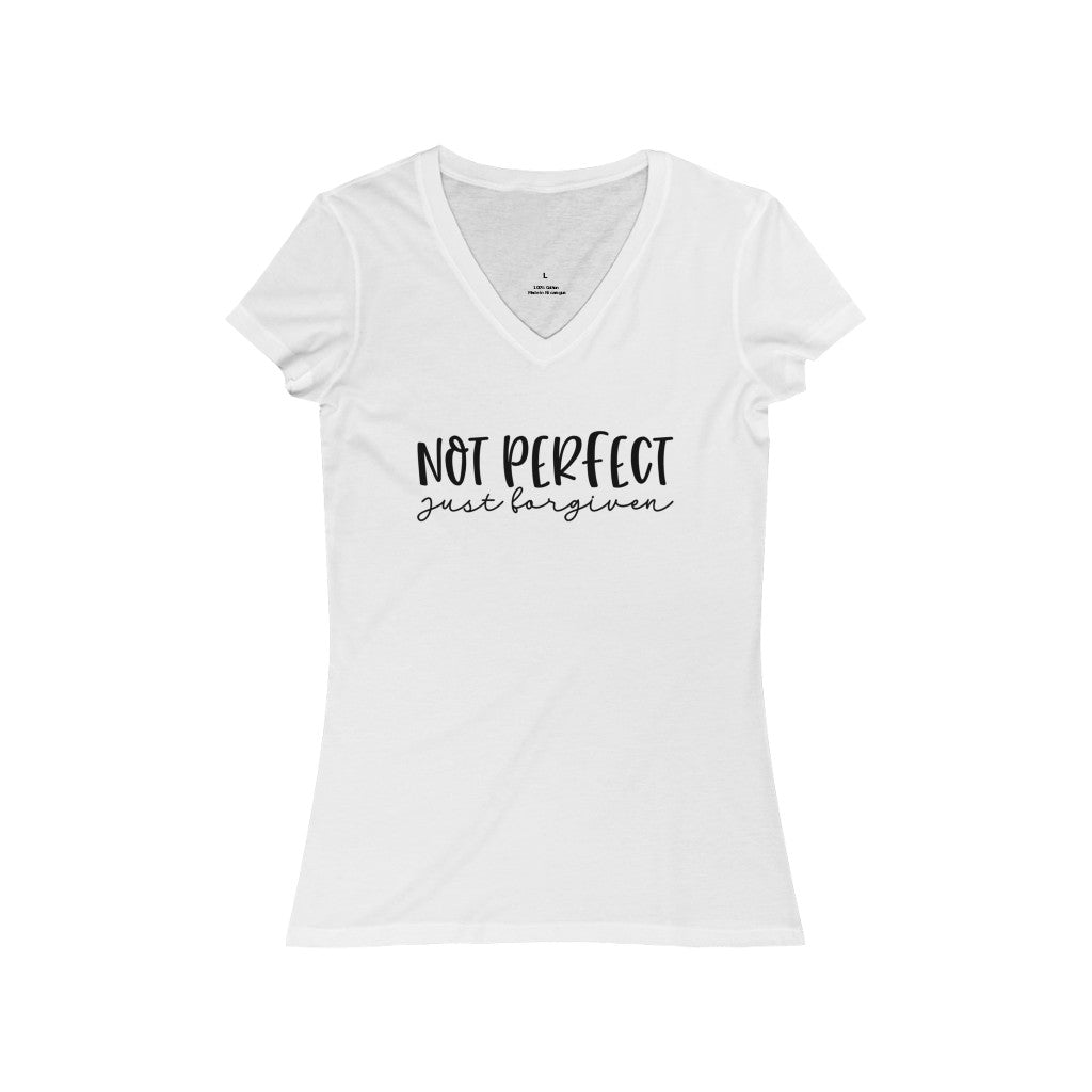Not Perfect just forgiven Jersey Short Sleeve V-Neck Tee