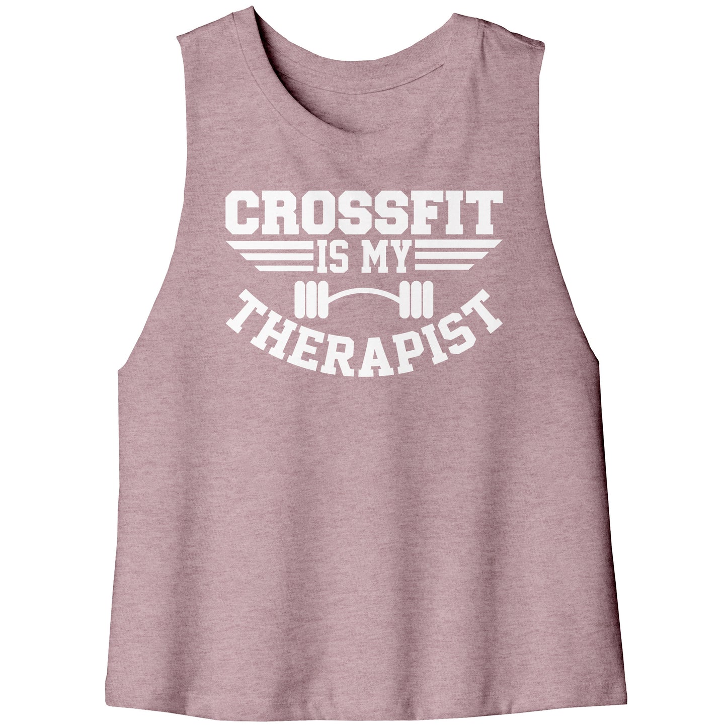 Crossfit is my Therapist Racerback Crop Tank White Letters