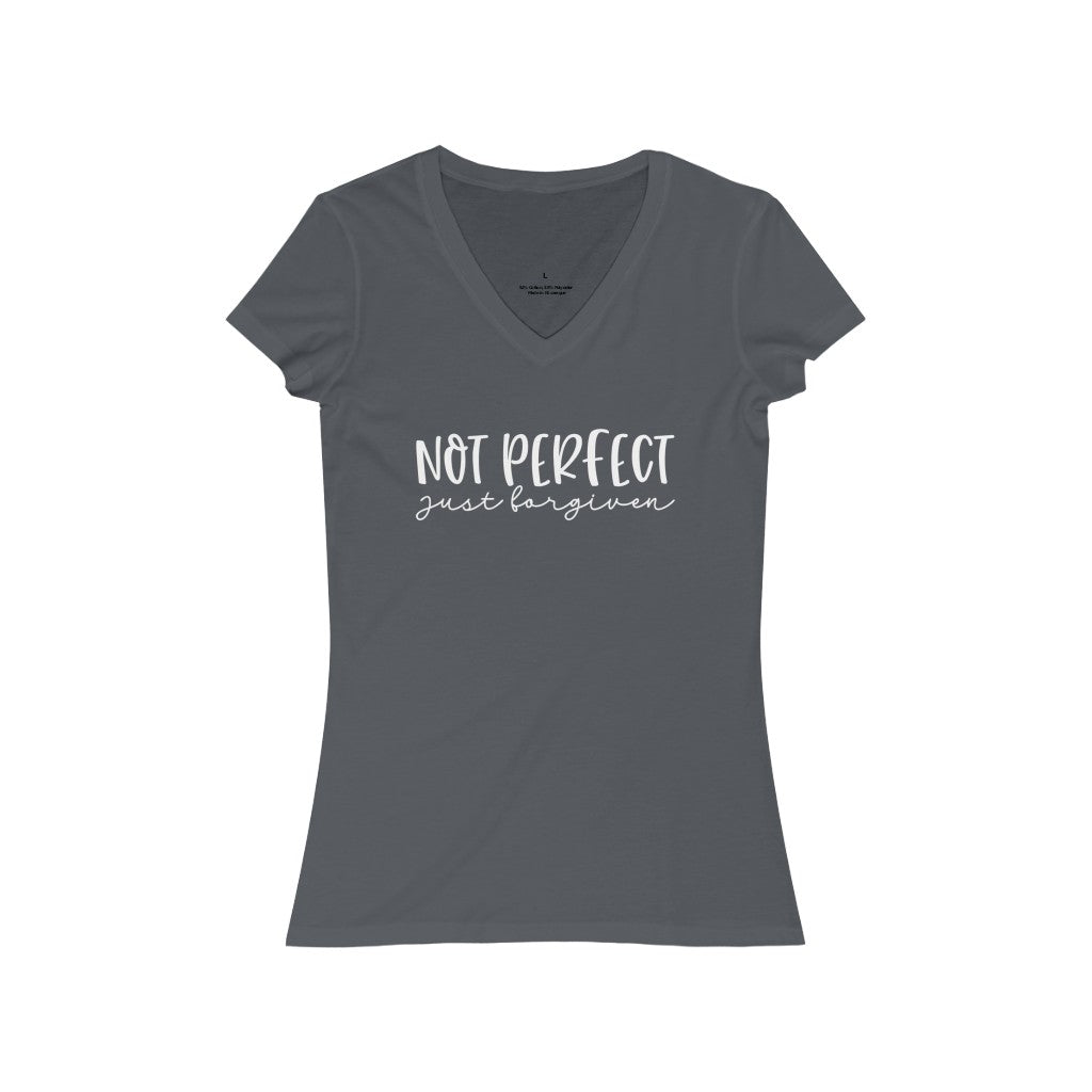 Not Perfect just forgiven Jersey Short Sleeve V-Neck Tee