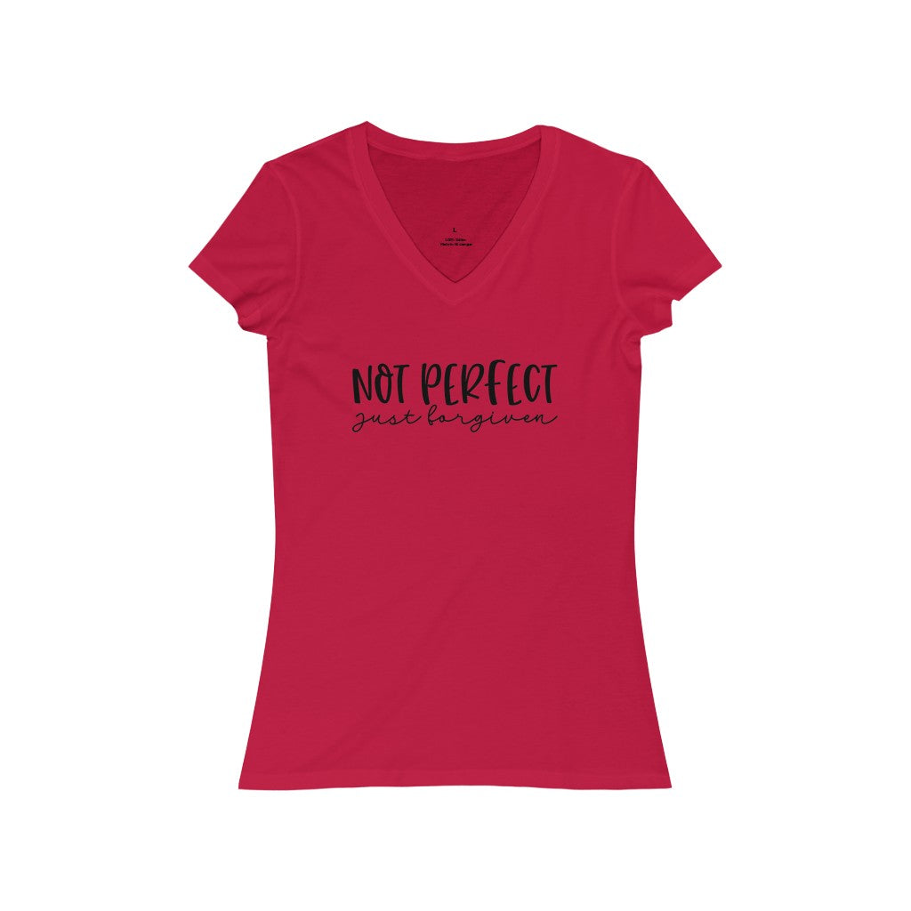 Not Perfect just forgiven Jersey Short Sleeve V-Neck Tee