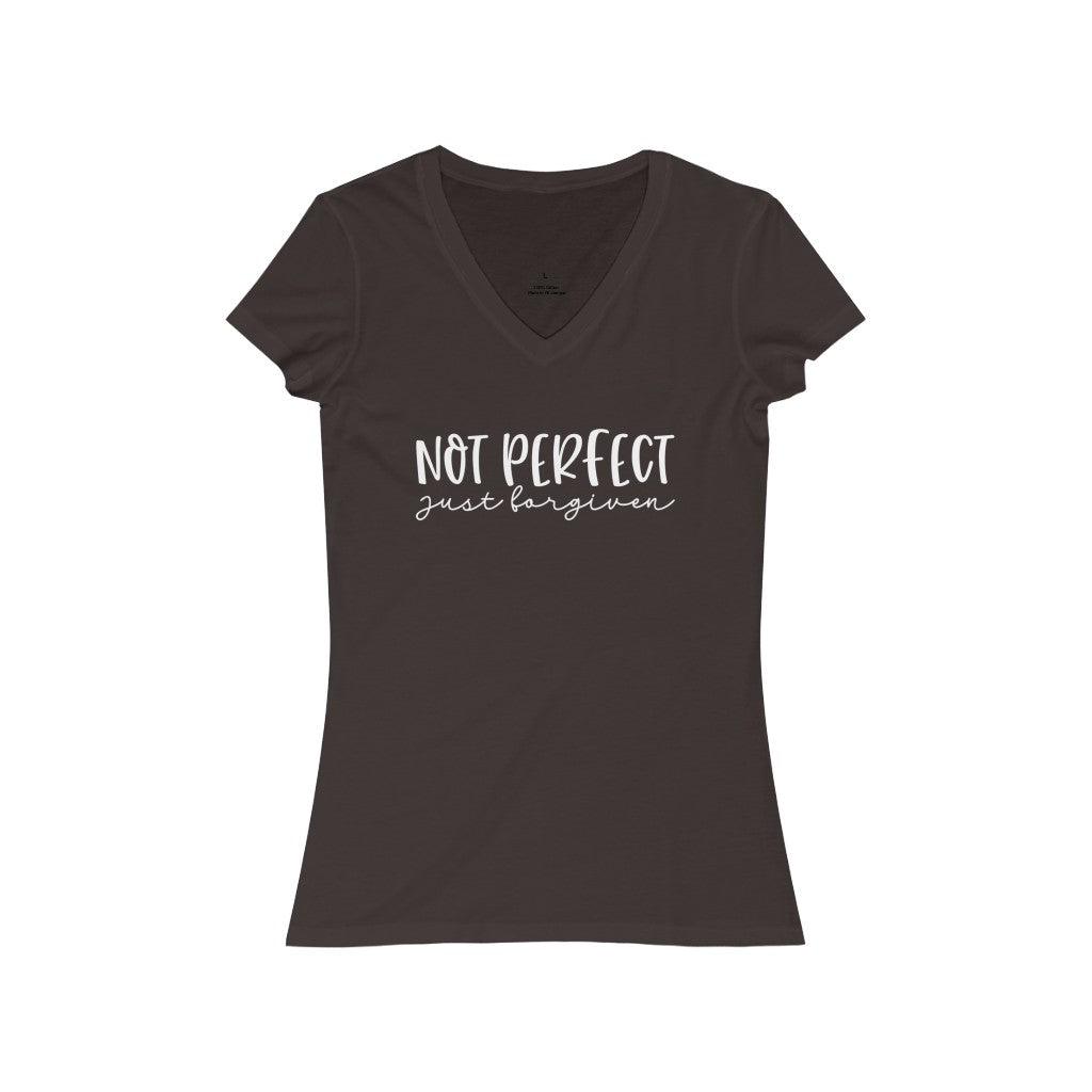 Not Perfect just forgiven Jersey Short Sleeve V-Neck Tee