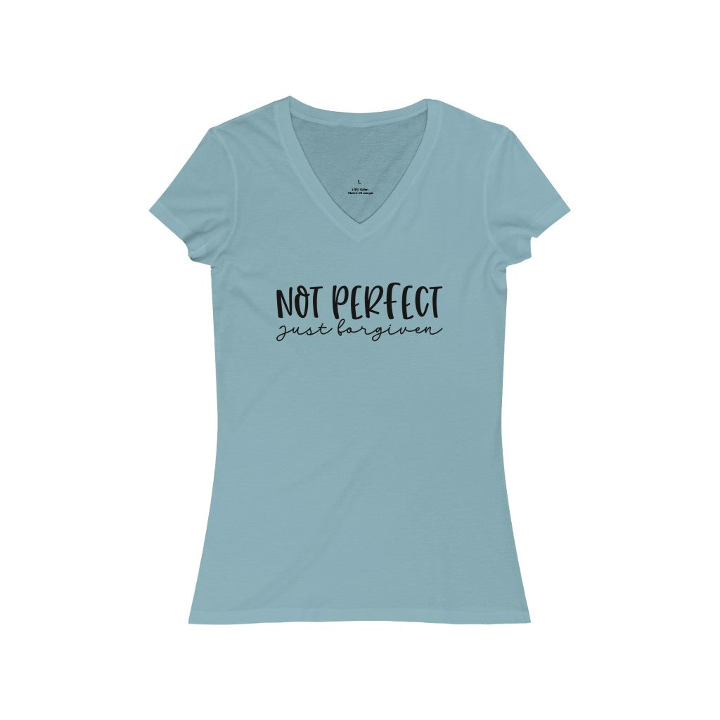 Not Perfect just forgiven Jersey Short Sleeve V-Neck Tee