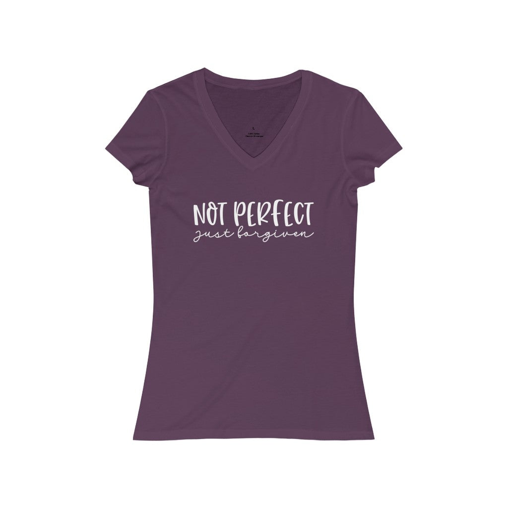 Not Perfect just forgiven Jersey Short Sleeve V-Neck Tee