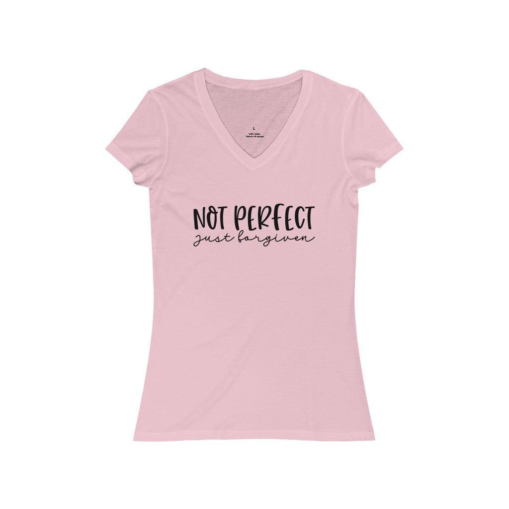 Not Perfect just forgiven Jersey Short Sleeve V-Neck Tee