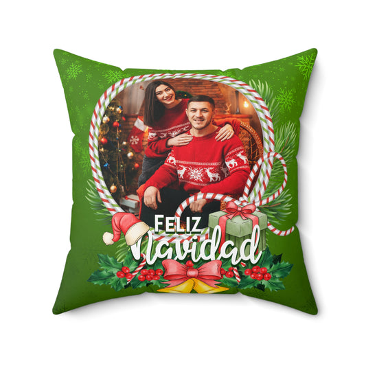 Feliz Navidad Green Pillow