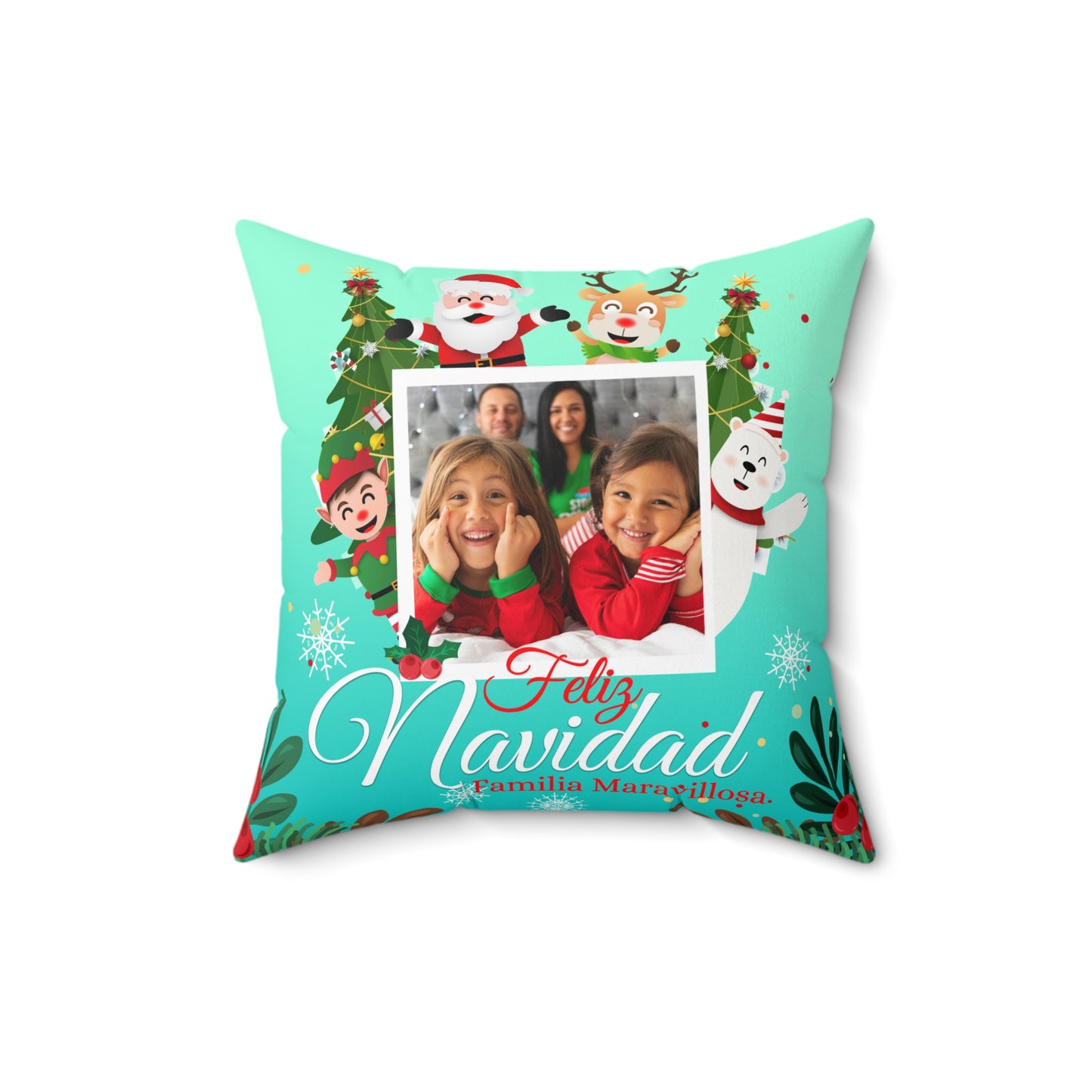 Feliz Navidad Familia Maravillosa Pillow