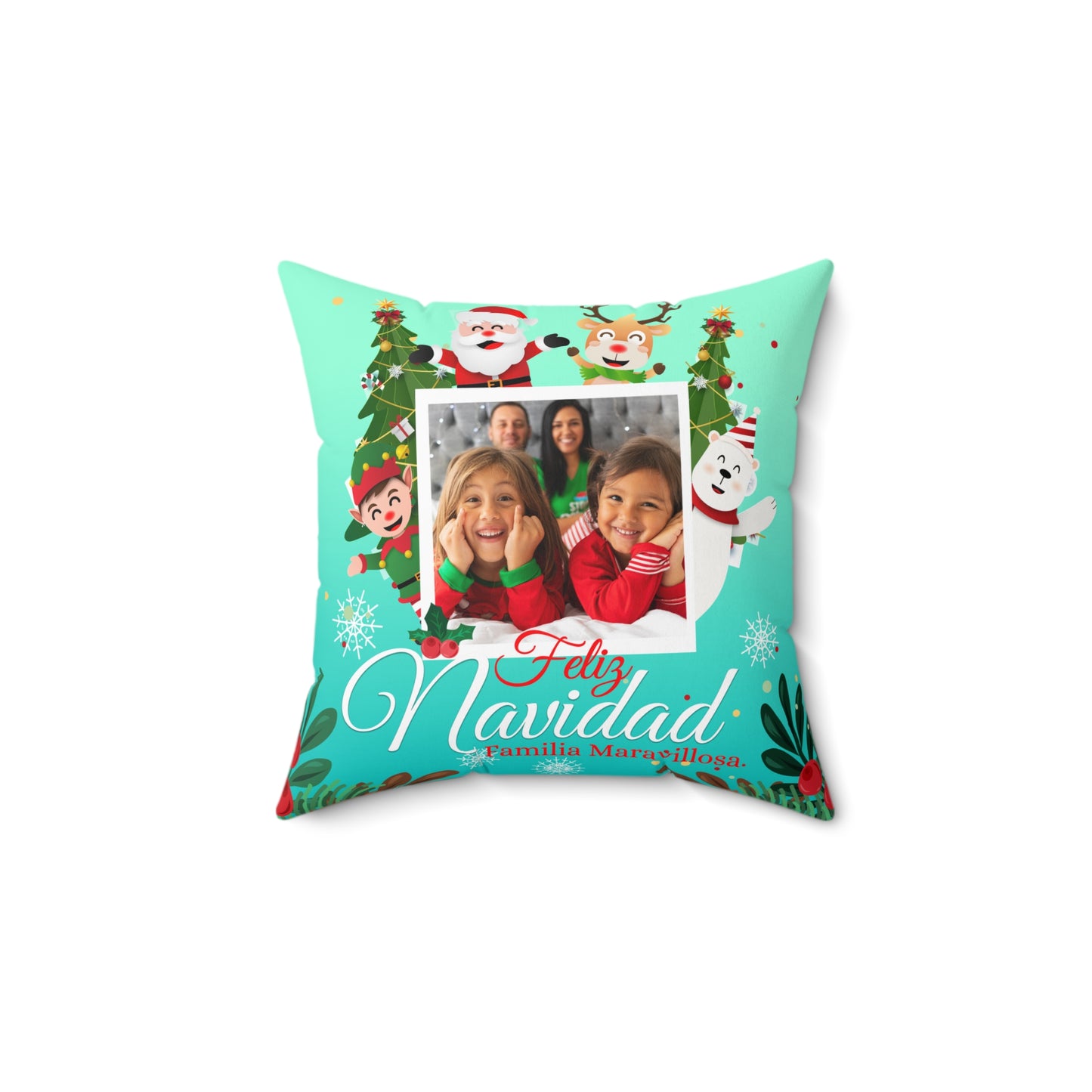 Feliz Navidad Familia Maravillosa Pillow