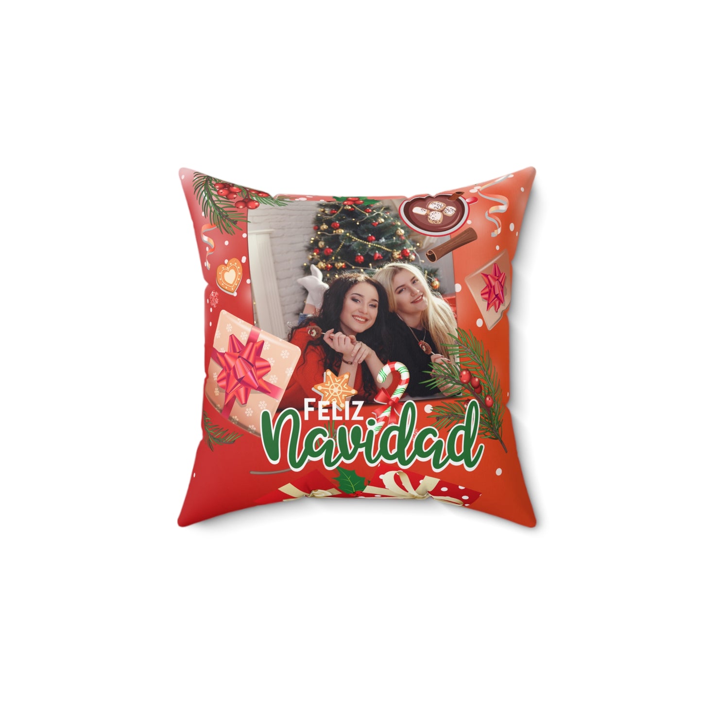 Feliz Navidad Mother and Daughter or Best Friends Pillow