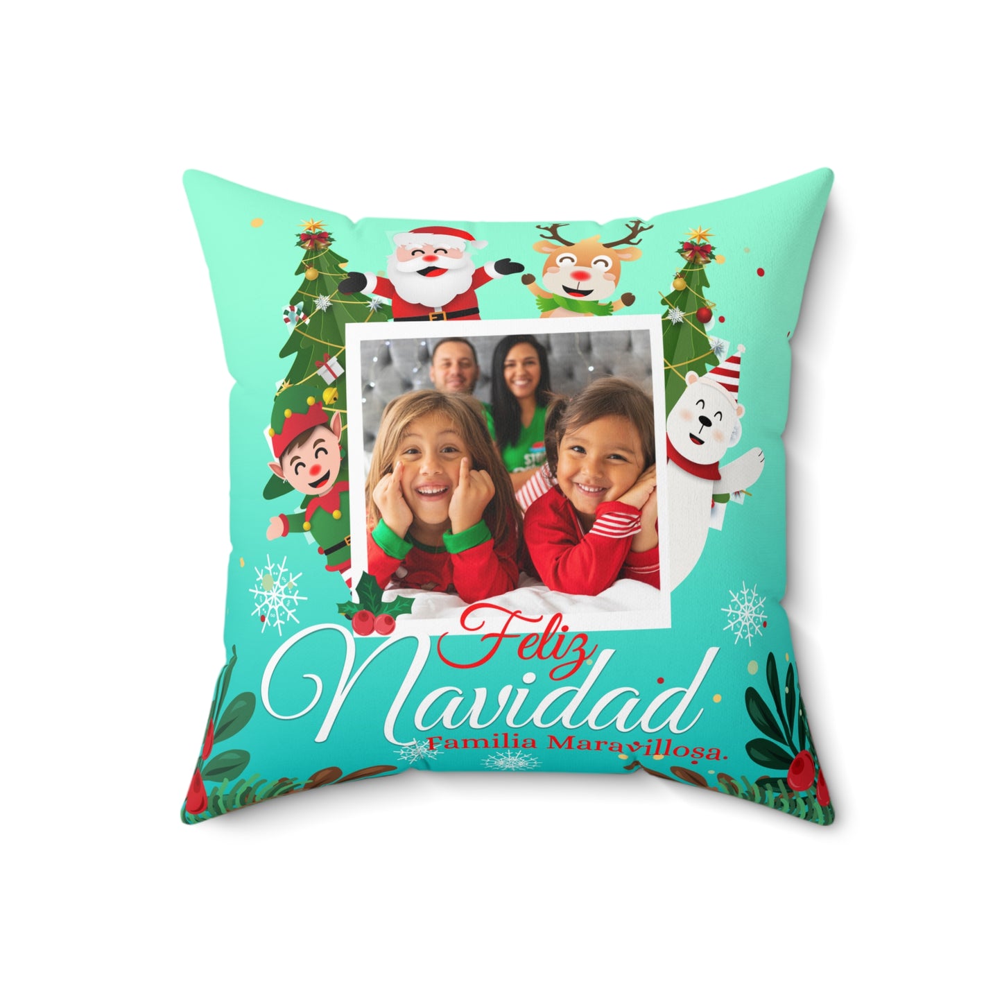 Feliz Navidad Familia Maravillosa Pillow