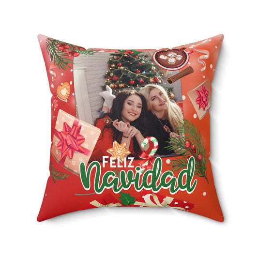 Feliz Navidad Mother and Daughter or Best Friends Pillow