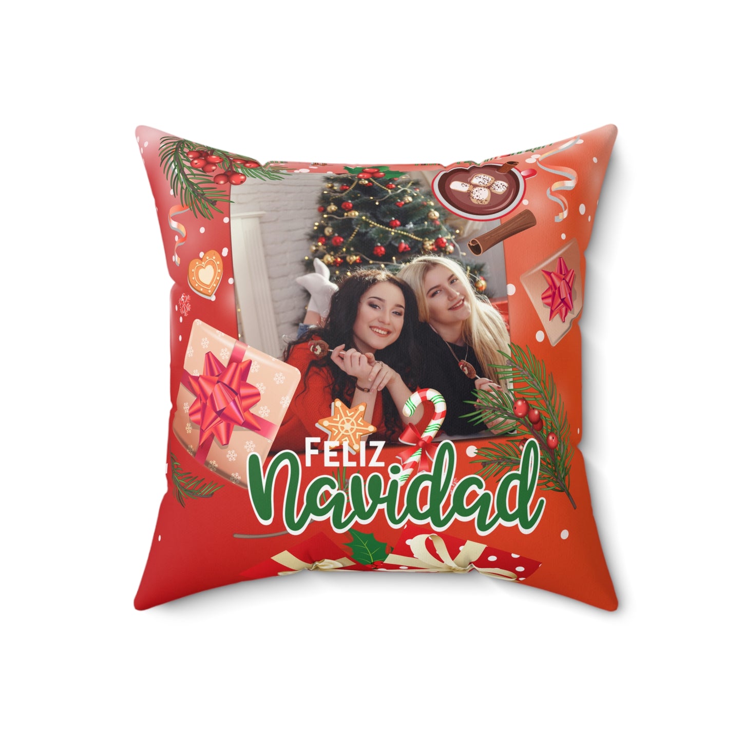 Feliz Navidad Mother and Daughter or Best Friends Pillow