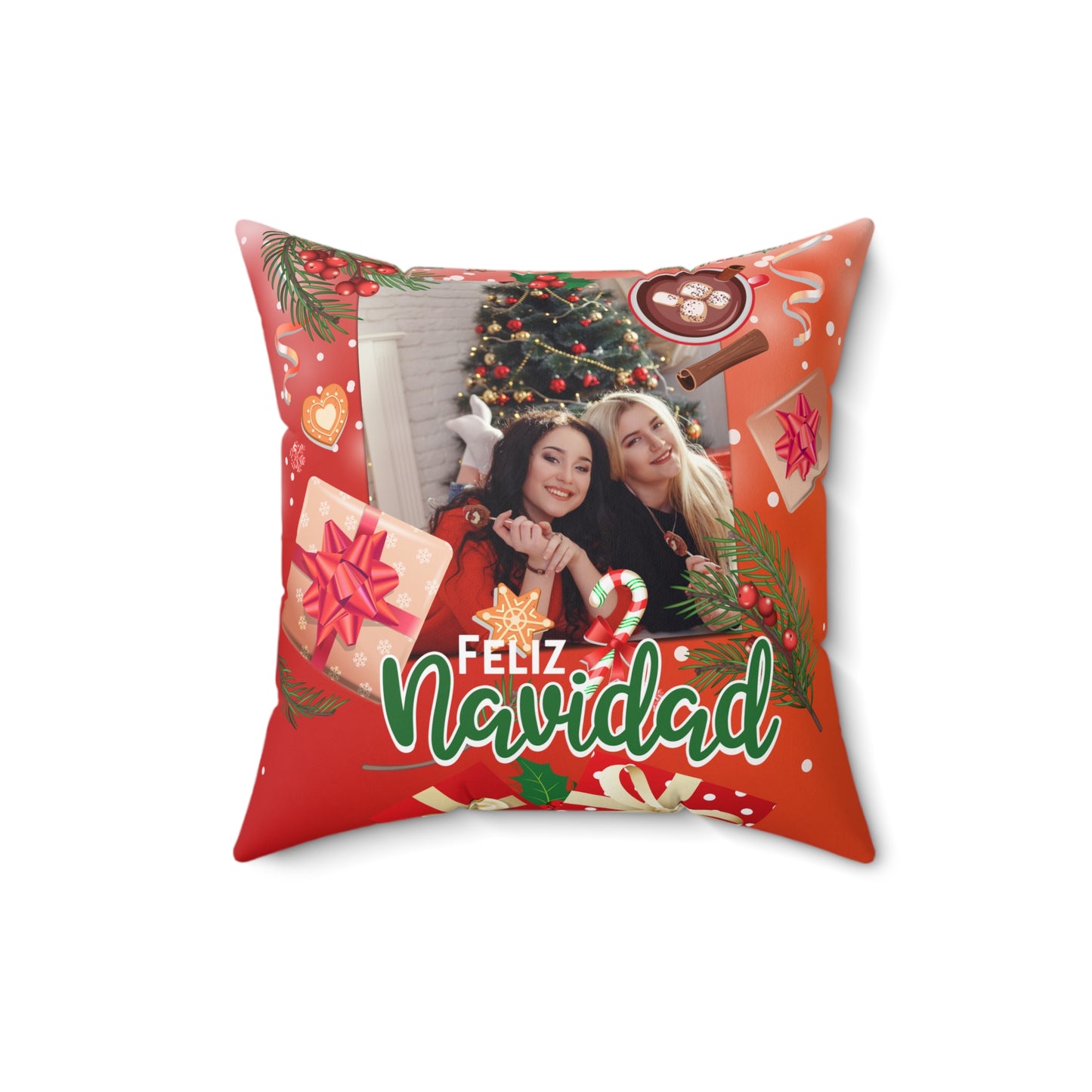 Feliz Navidad Mother and Daughter or Best Friends Pillow