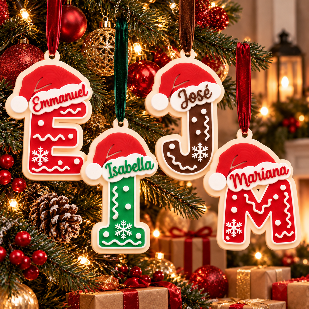 Adorno navideño de letras impreso en 3D