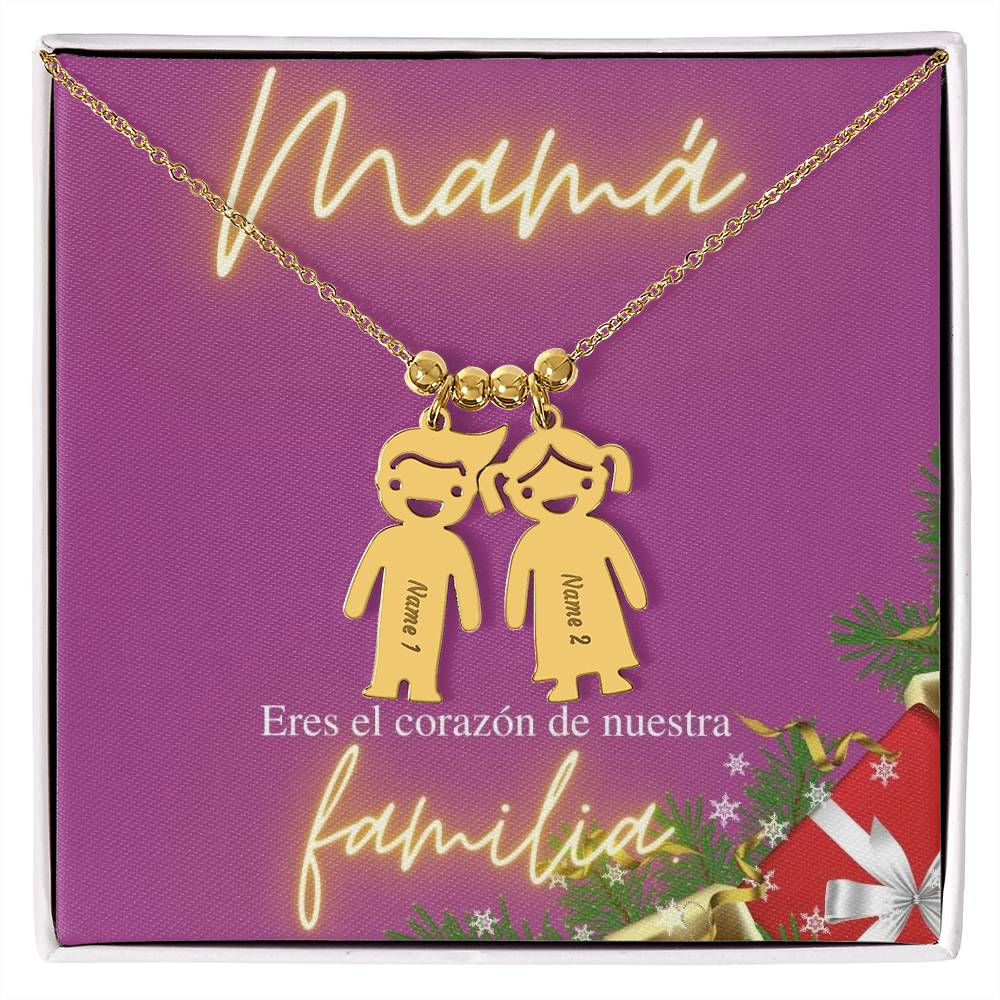 Engraved Kids Charm Necklace for Mom