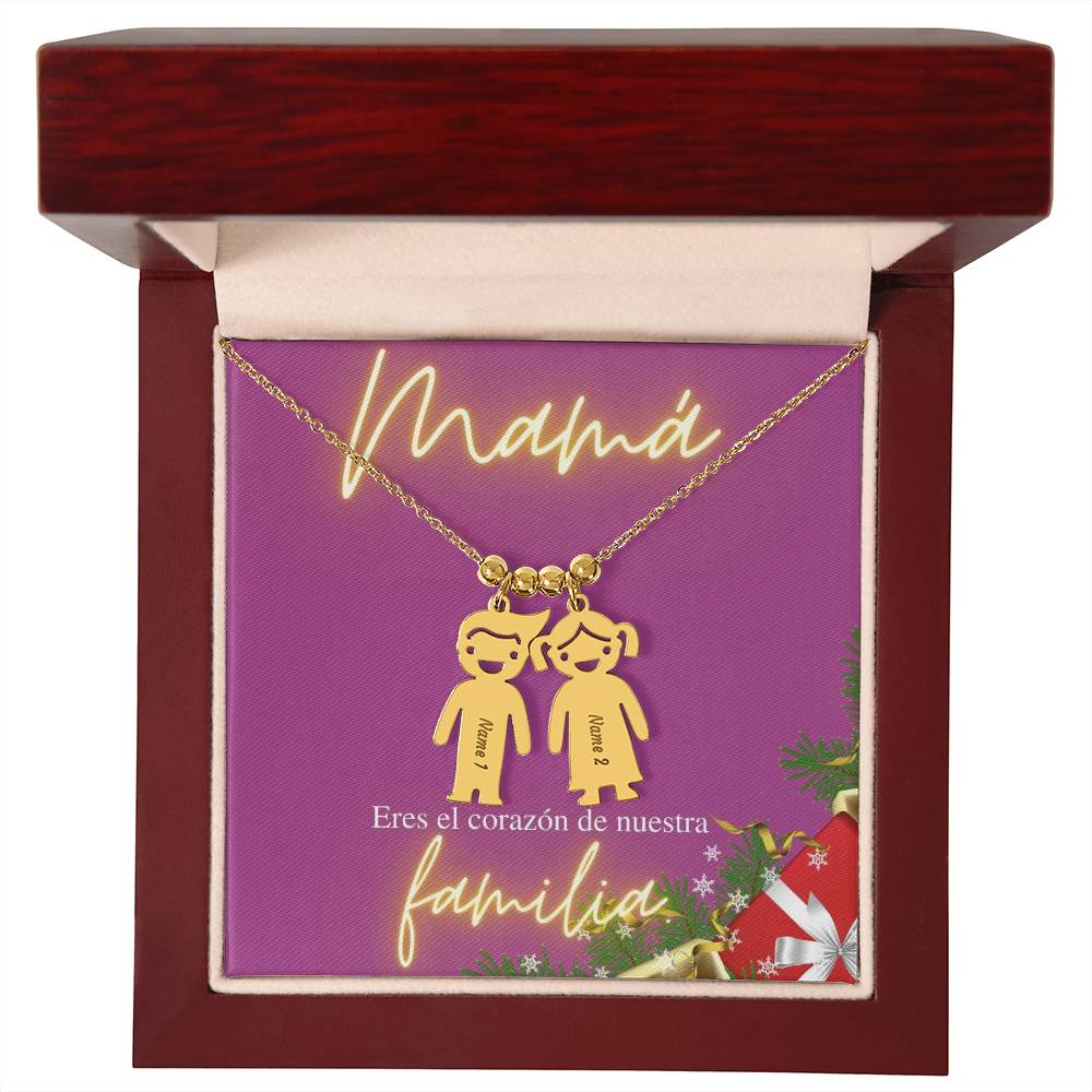 Engraved Kids Charm Necklace for Mom