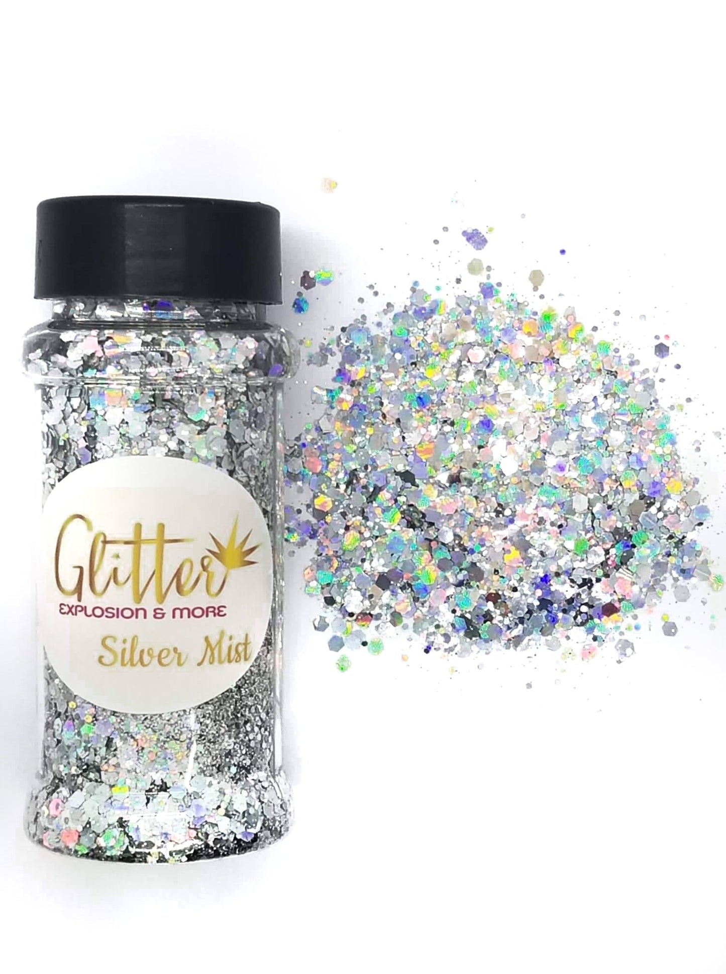 Glitter, Hollographic, Holografico, Chunky, Silver glitter, resin tumbler, tumbler maker, resin, polyester glitter, escarcha, brillo, shine, makeup glitter, nail glitter, brillo para unas, brillo para maquillaje, iridisente, iridescent glitter, metallic glitter, brillo metalico.