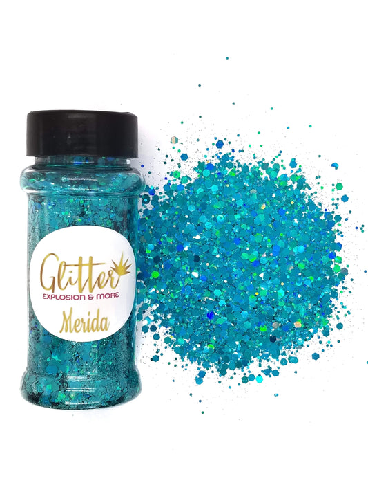 Merida Chunky Glitter, Green, escarcha. holografico, hollographic