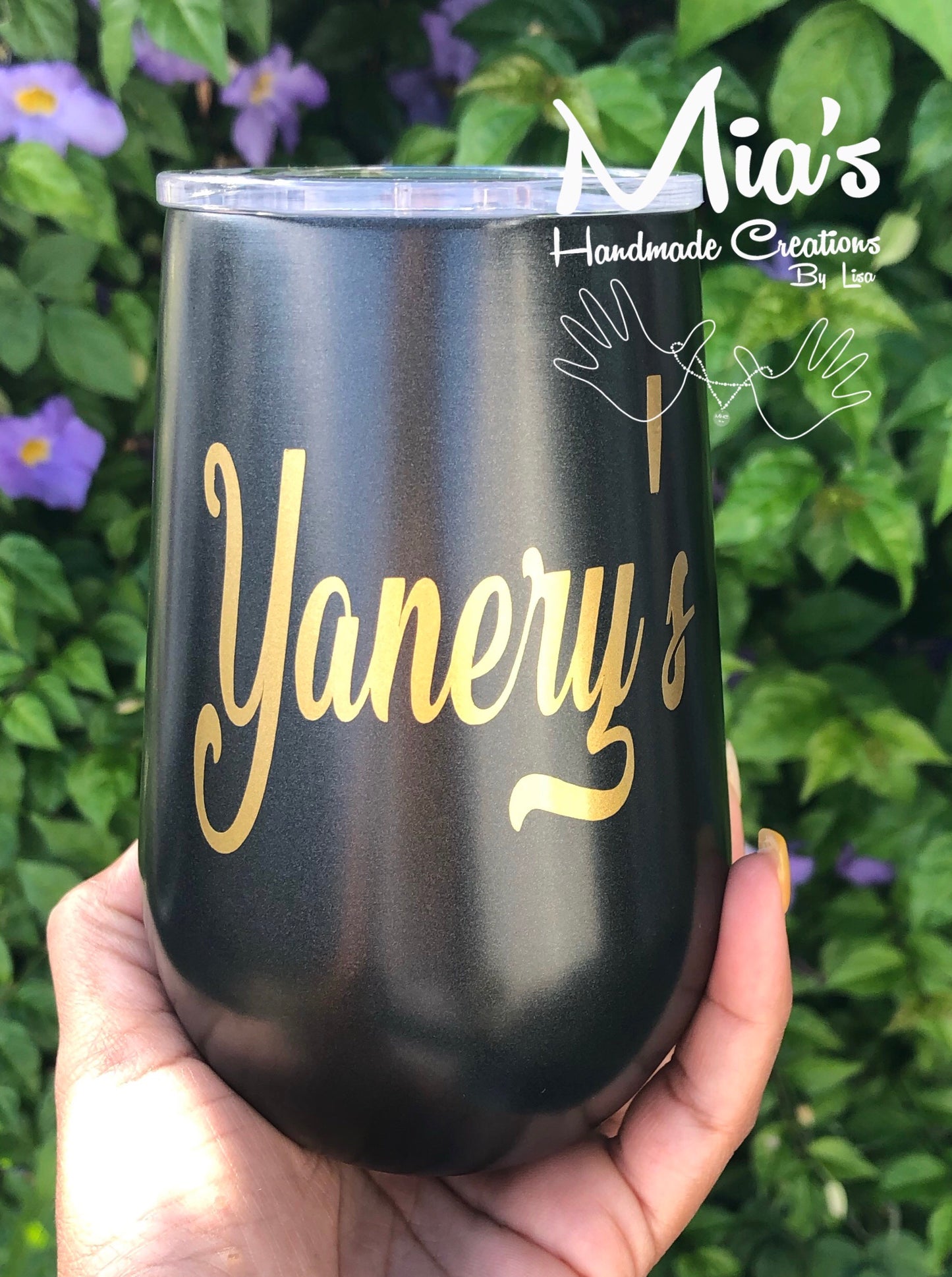 Personalized Steel Stemless Wine Tumbler with Lid, 12 oz