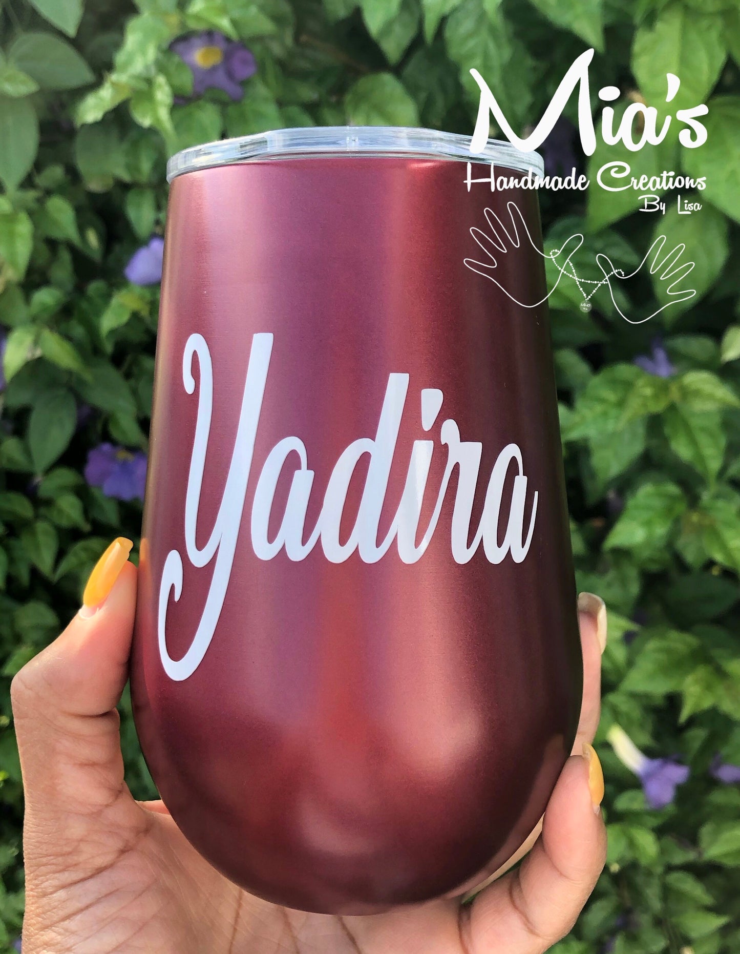 Personalized Steel Stemless Wine Tumbler with Lid, 12 oz