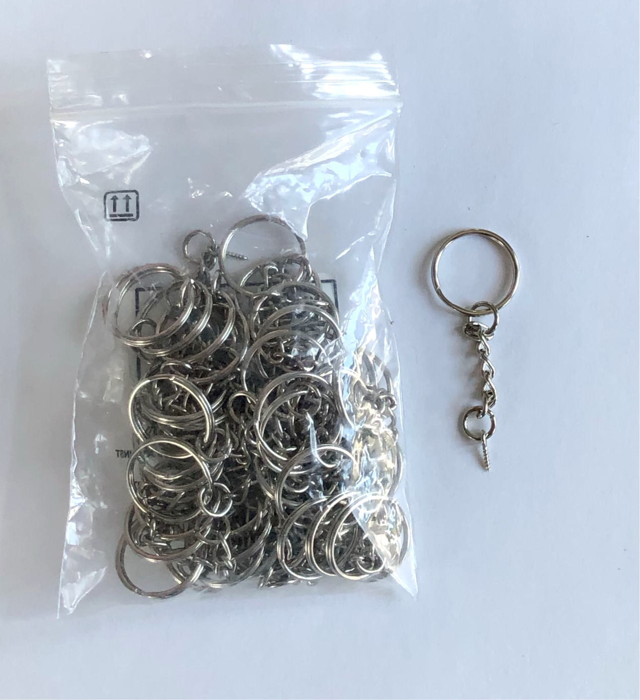 Iron Split Key Rings, with Chains and Peg Bails